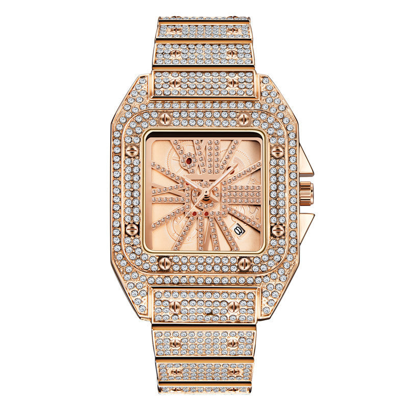 Iced Out Square Stud Watch