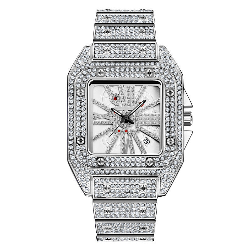 Iced Out Square Stud Watch