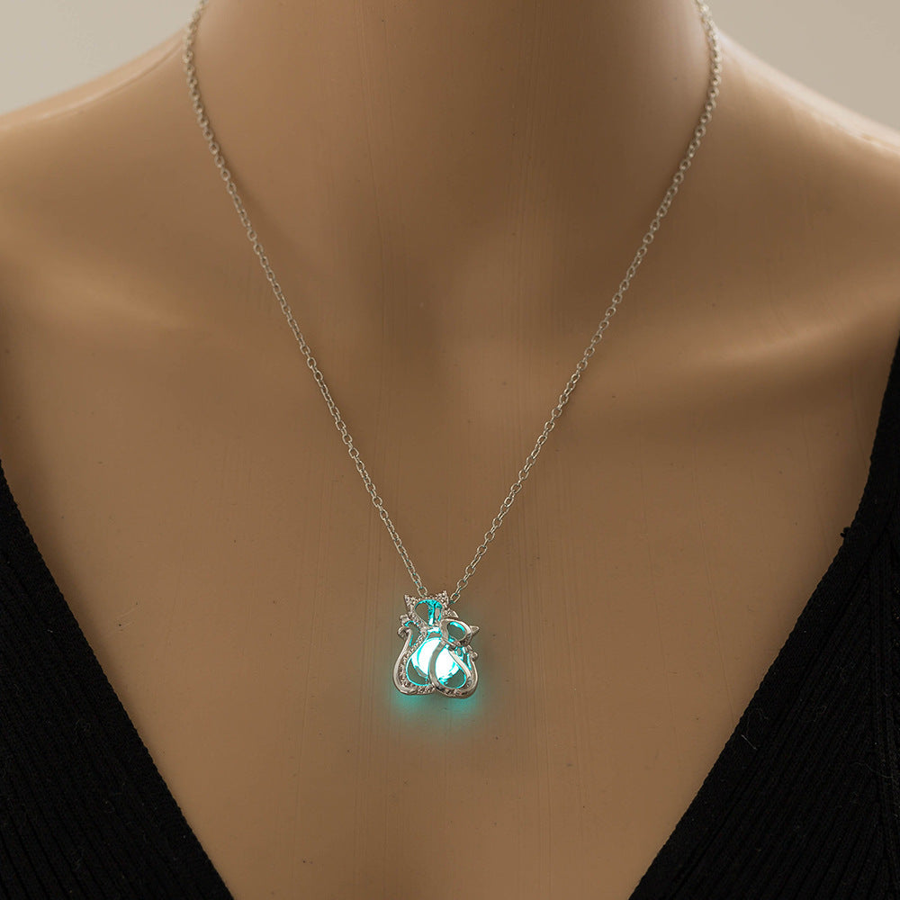 Luminous Two Cat Pendant - DATNEWDRIP