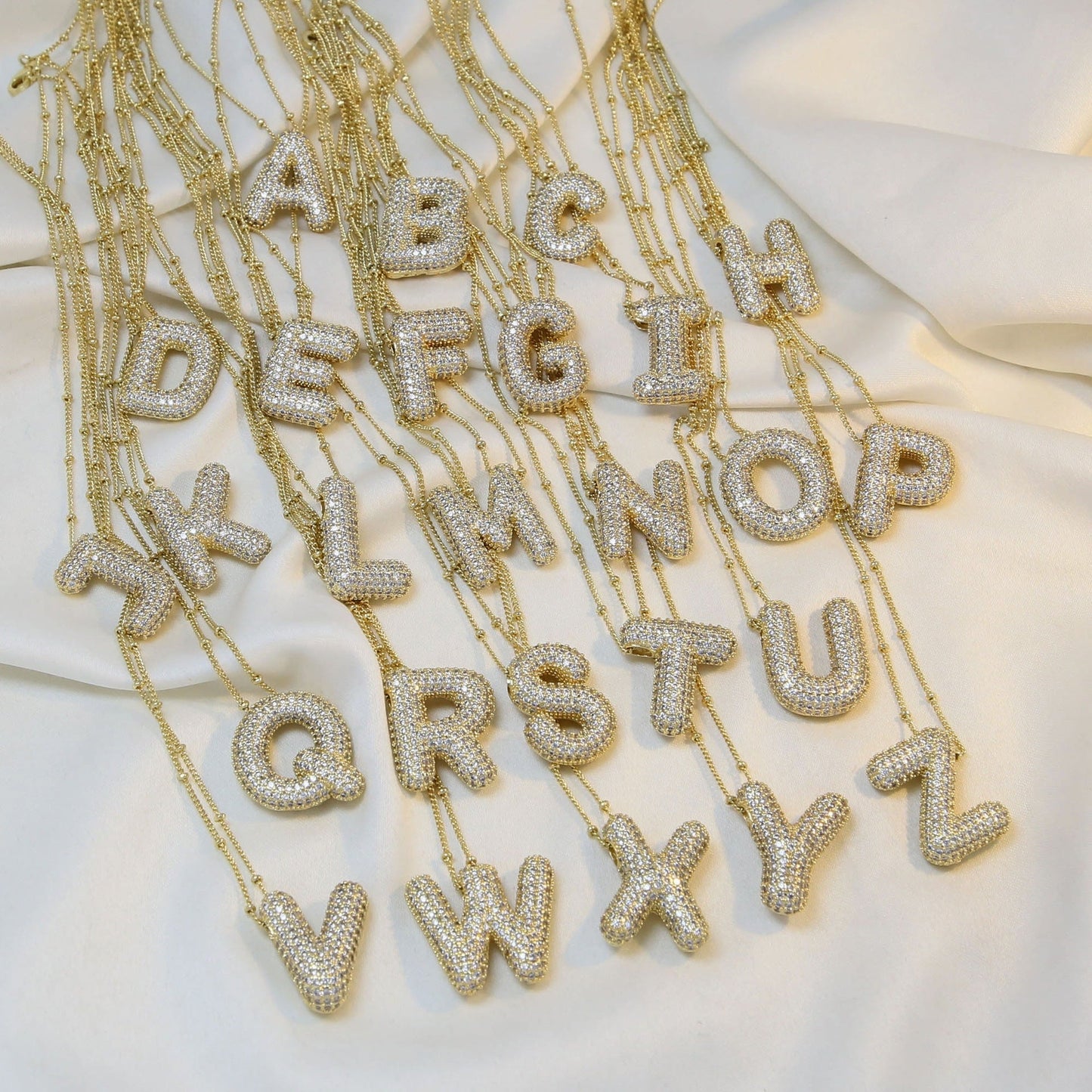 Brass Zircon Bubble Balloon Letter Pendant Necklace For Women - DATNEWDRIP
