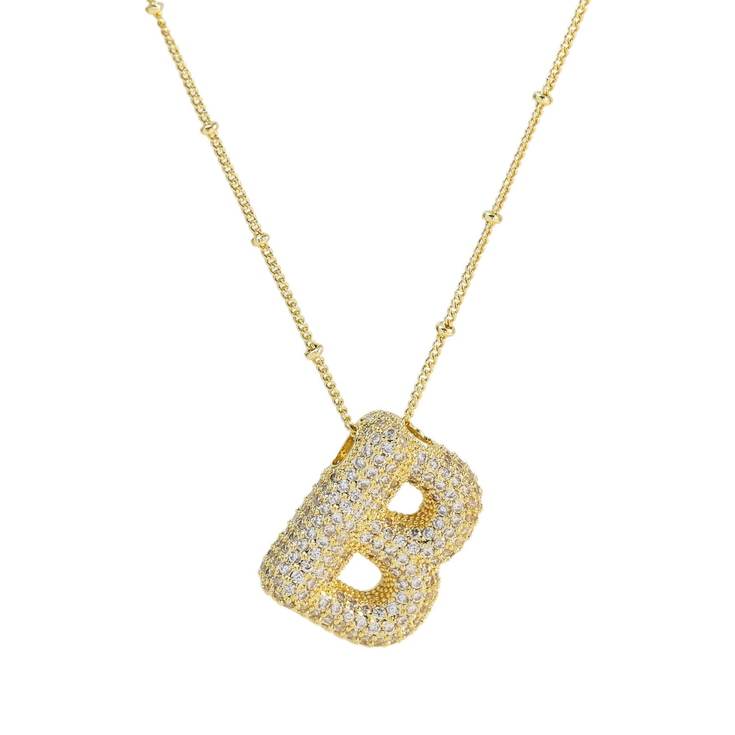 Brass Zircon Bubble Balloon Letter Pendant Necklace For Women - DATNEWDRIP