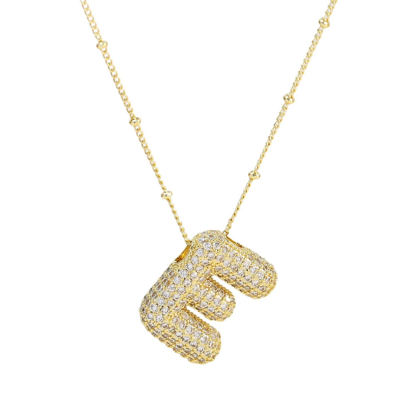 Brass Zircon Bubble Balloon Letter Pendant Necklace For Women - DATNEWDRIP