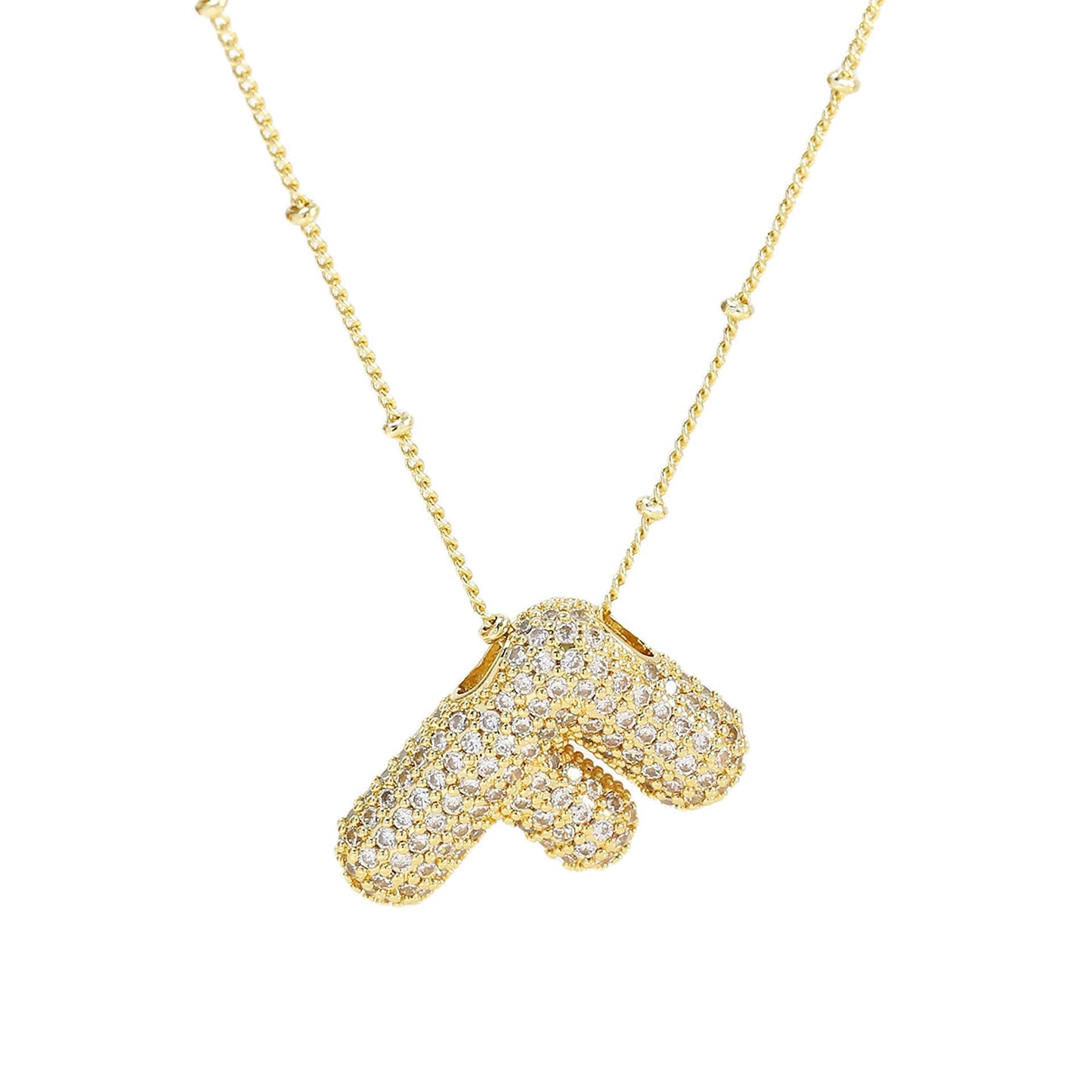 Brass Zircon Bubble Balloon Letter Pendant Necklace For Women - DATNEWDRIP