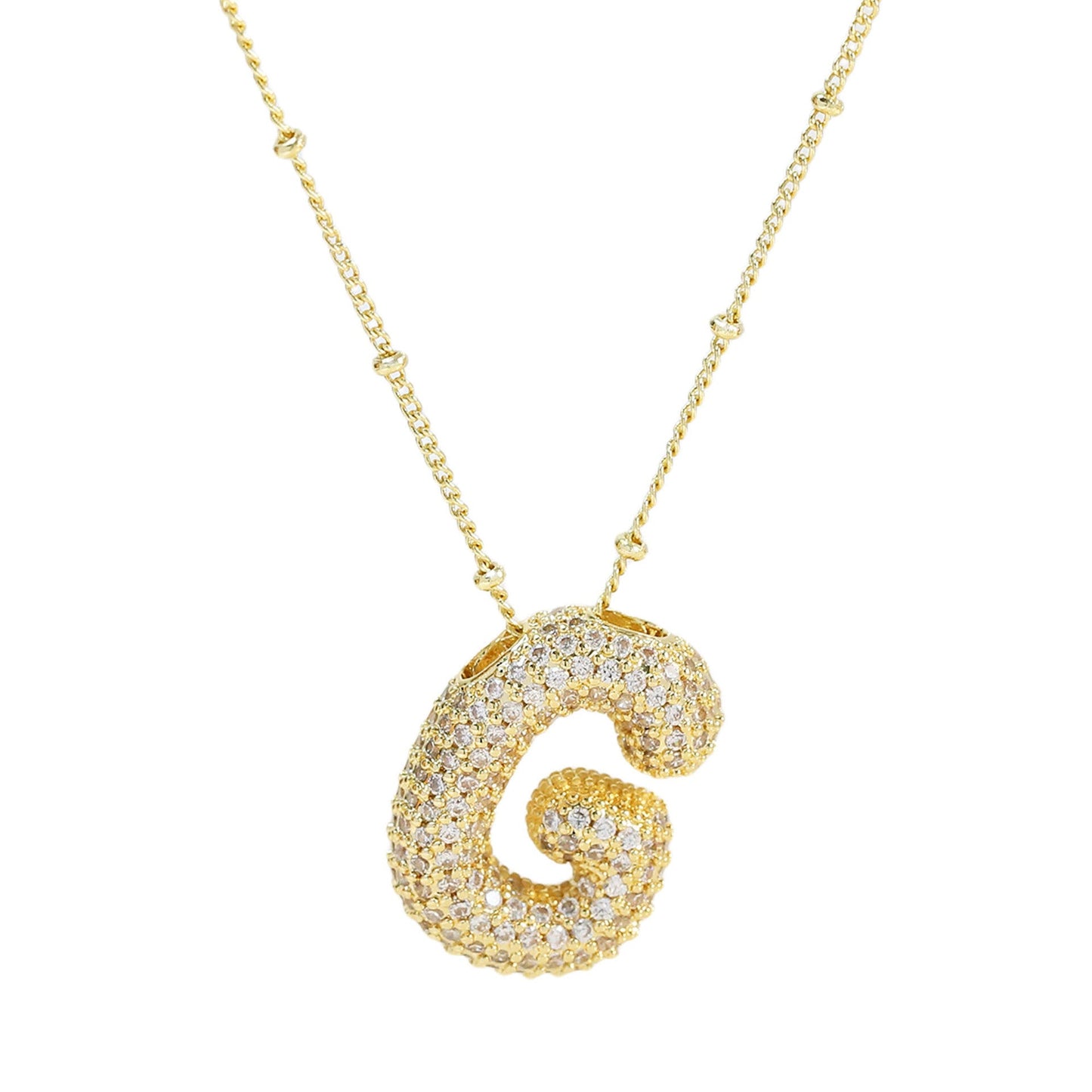 Brass Zircon Bubble Balloon Letter Pendant Necklace For Women - DATNEWDRIP