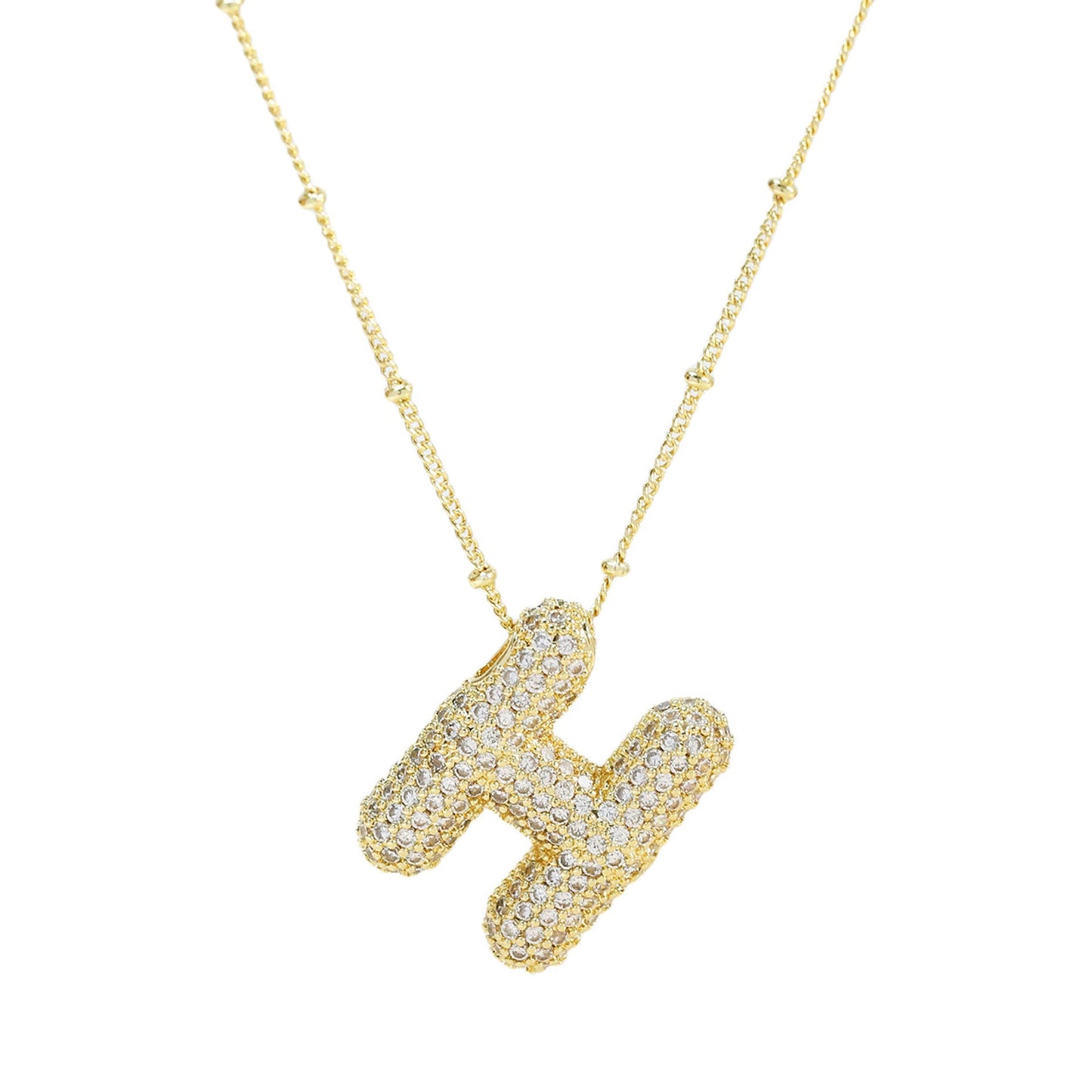 Brass Zircon Bubble Balloon Letter Pendant Necklace For Women - DATNEWDRIP