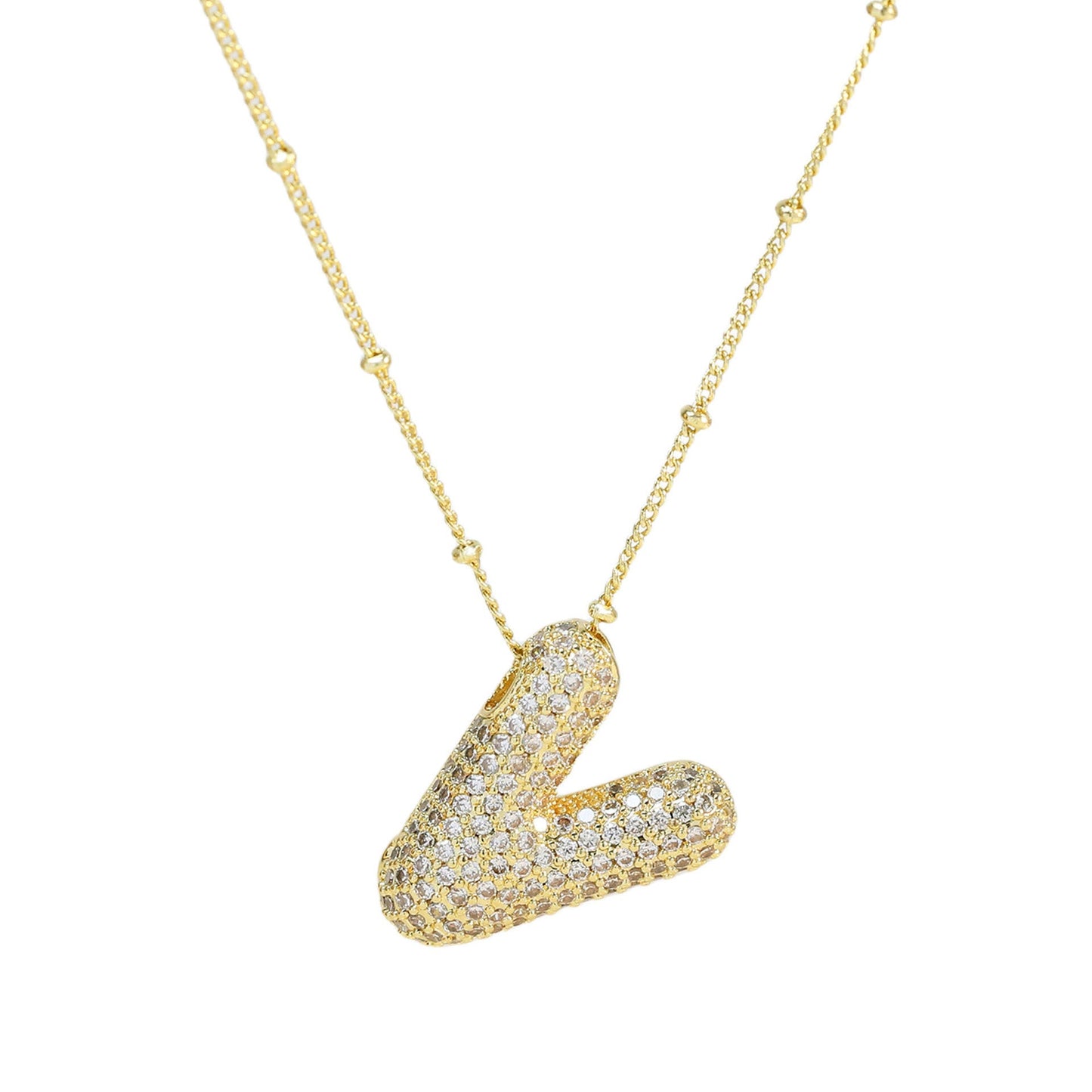 Brass Zircon Bubble Balloon Letter Pendant Necklace For Women - DATNEWDRIP