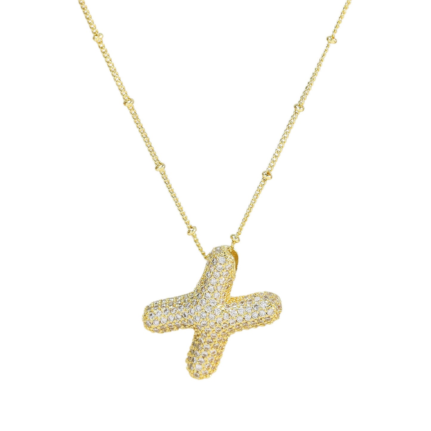 Brass Zircon Bubble Balloon Letter Pendant Necklace For Women - DATNEWDRIP