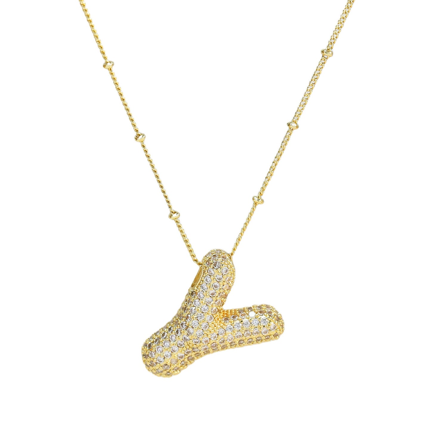Brass Zircon Bubble Balloon Letter Pendant Necklace For Women - DATNEWDRIP