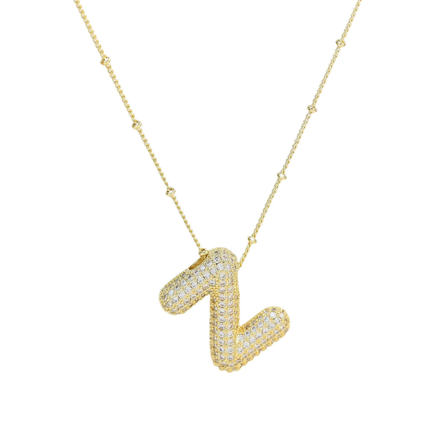 Brass Zircon Bubble Balloon Letter Pendant Necklace For Women - DATNEWDRIP