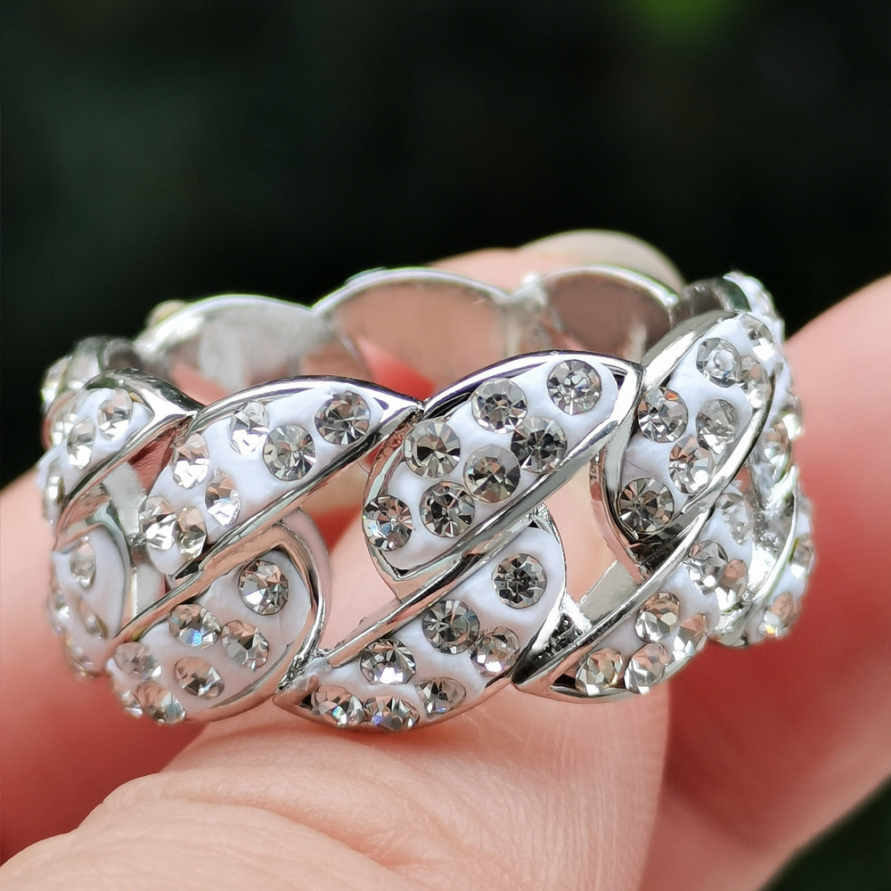 Iced Out Cuban Link Studded Ring - DATNEWDRIP