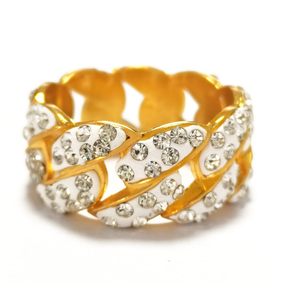 Iced Out Cuban Link Studded Ring - DATNEWDRIP