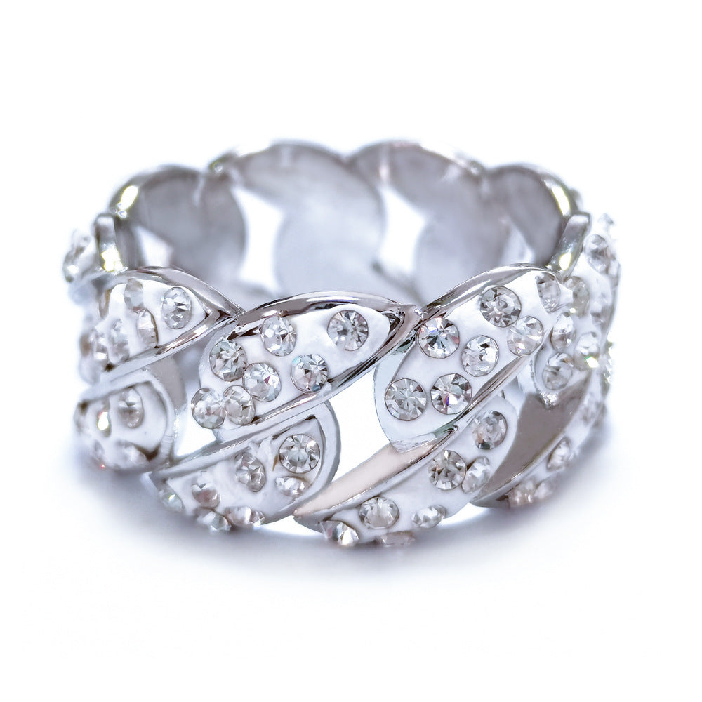 Iced Out Cuban Link Studded Ring - DATNEWDRIP