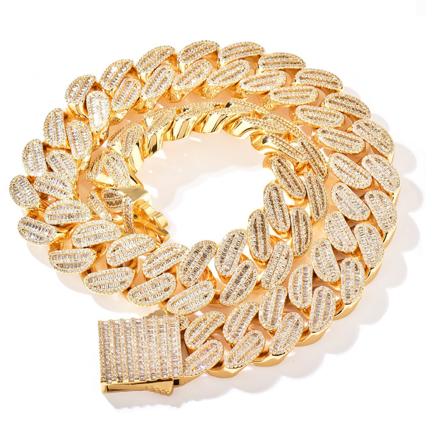 Super Frosty Baguette Iced Out Cuban Link Necklace Chain - DATNEWDRIP
