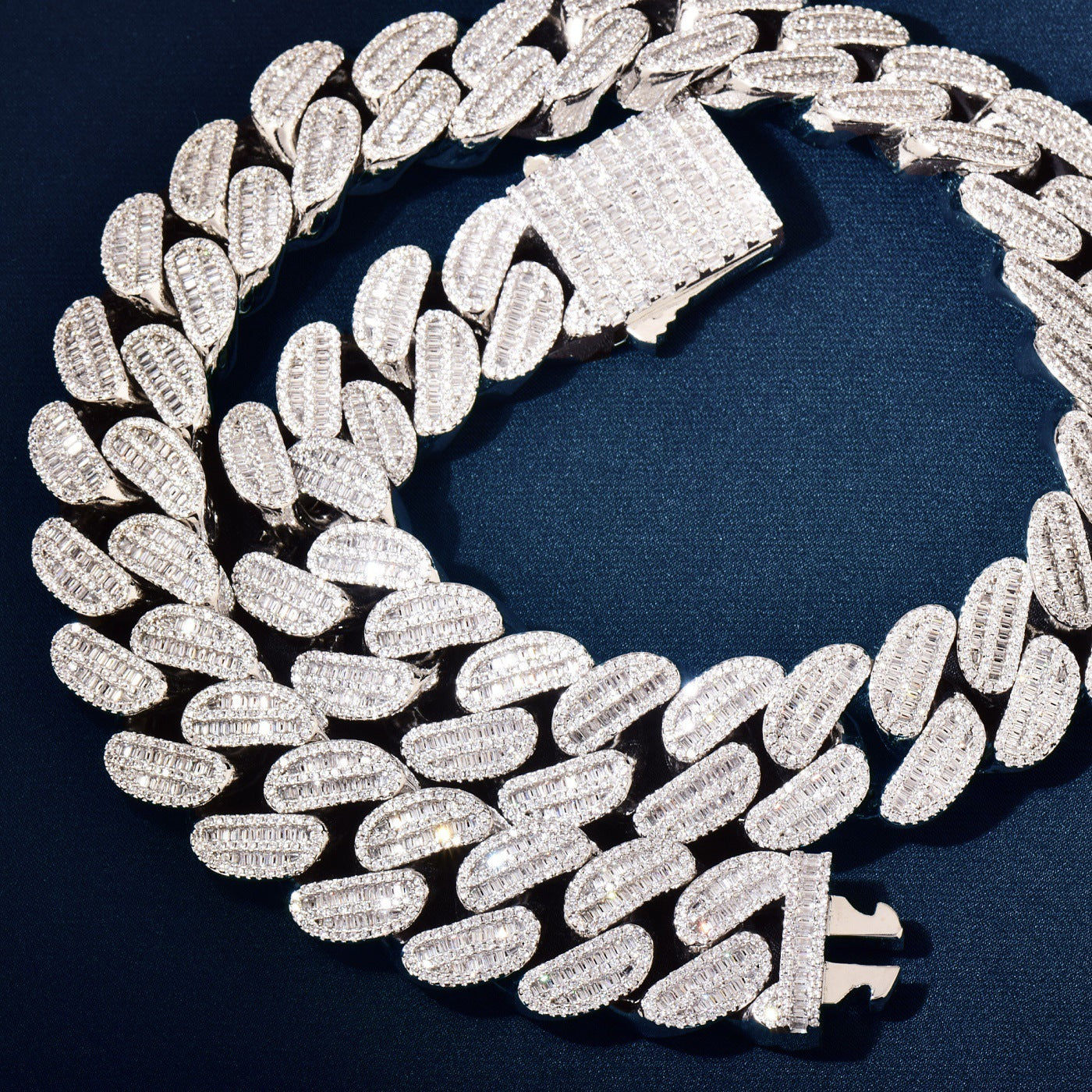 Super Frosty Baguette Iced Out Cuban Link Necklace Chain - DATNEWDRIP