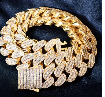 Super Frosty Baguette Iced Out Cuban Link Necklace Chain - DATNEWDRIP