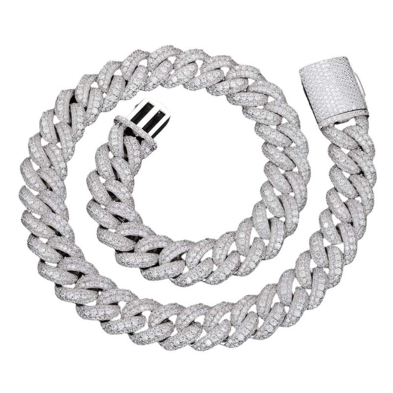 Iced Out Platinum Pronged Cuban Link Chain