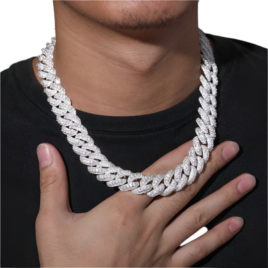 Iced Out Platinum Pronged Cuban Link Chain