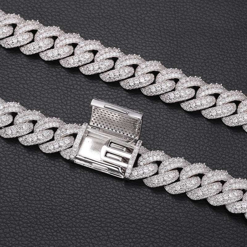 Iced Out Platinum Pronged Cuban Link Chain