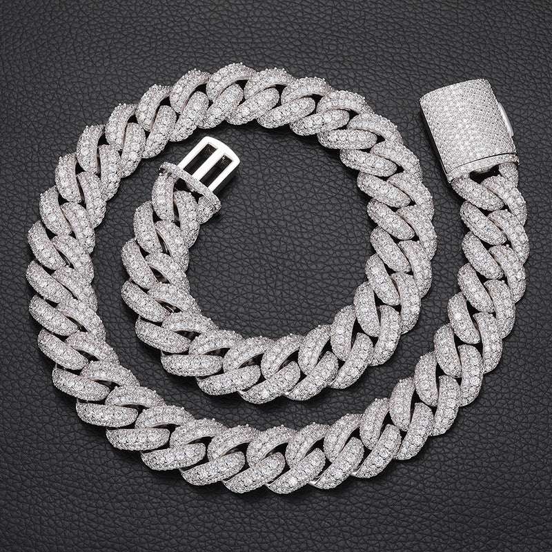 Iced Out Platinum Pronged Cuban Link Chain