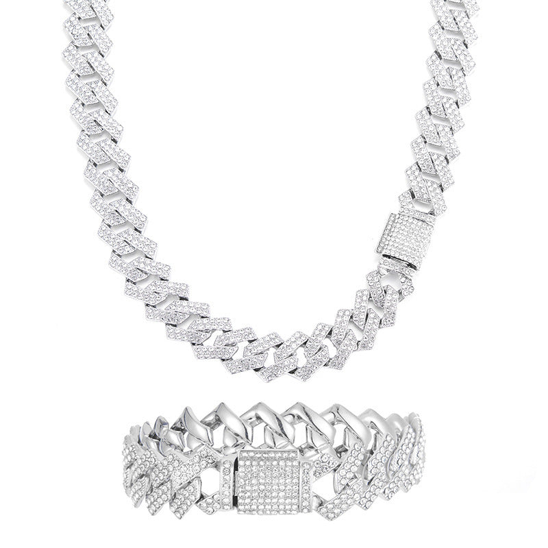 Iced Out 15mm Cuban Link Hard Edge Chain