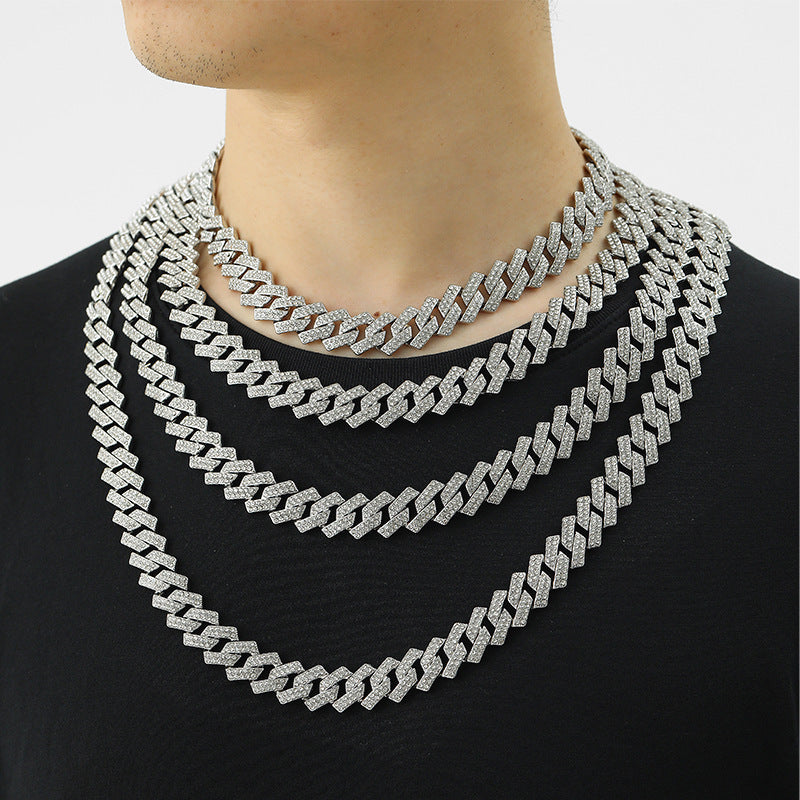 Iced Out 15mm Cuban Link Hard Edge Chain