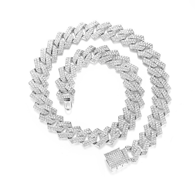 Iced Out 15mm Cuban Link Hard Edge Chain