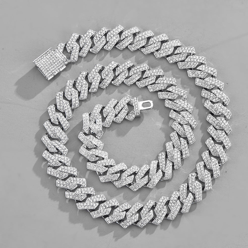 Iced Out 15mm Cuban Link Hard Edge Chain
