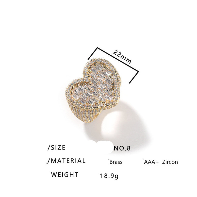 Iced Out Heart Baguette Ring