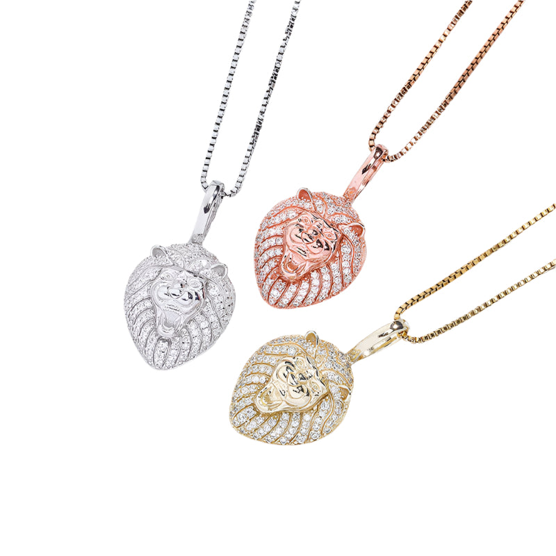 925 Silver Iced Out Lion Pendant