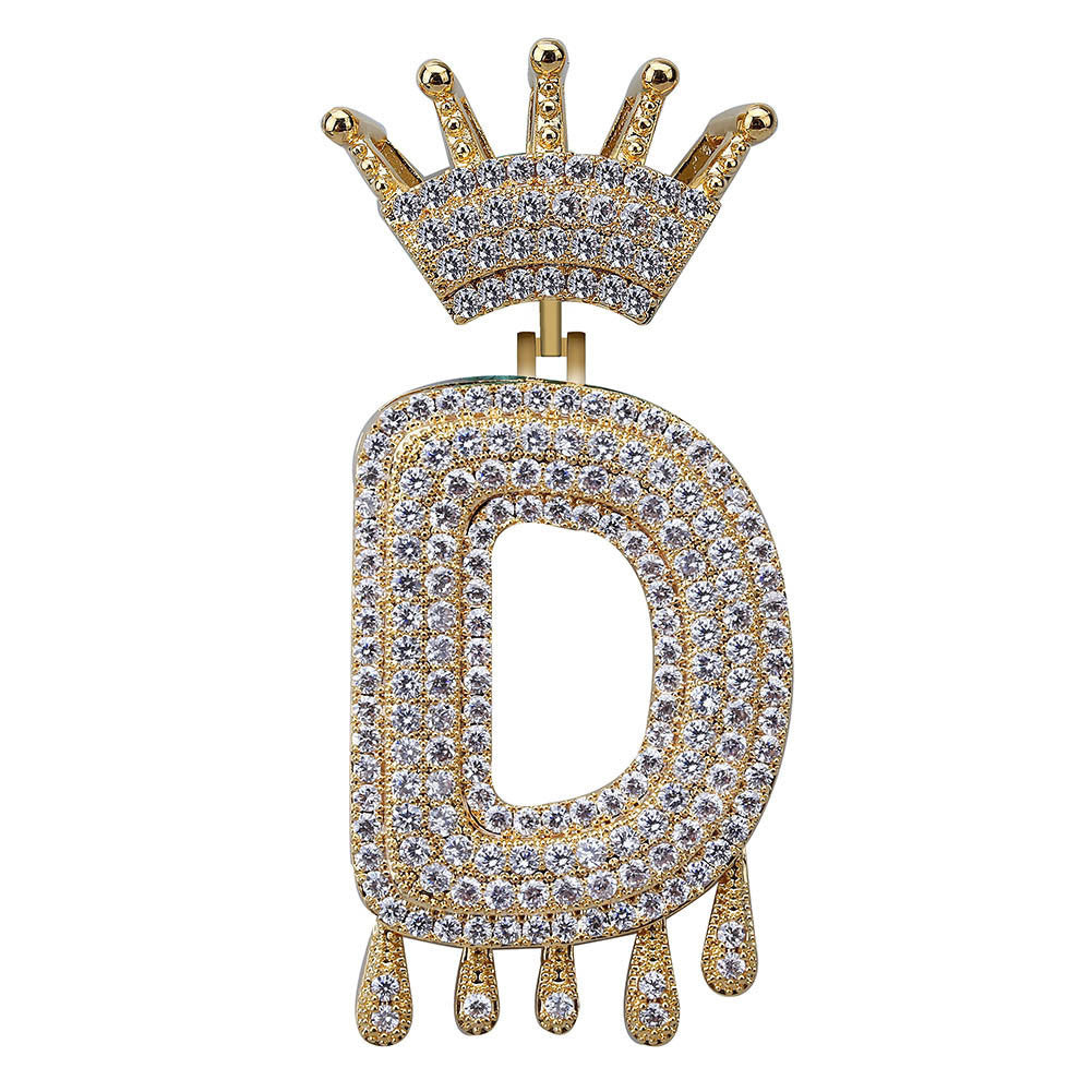 Iced Out Alphabet Crown Pendant