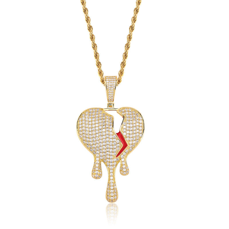 Iced Out Broken Heart Pendant - DATNEWDRIP