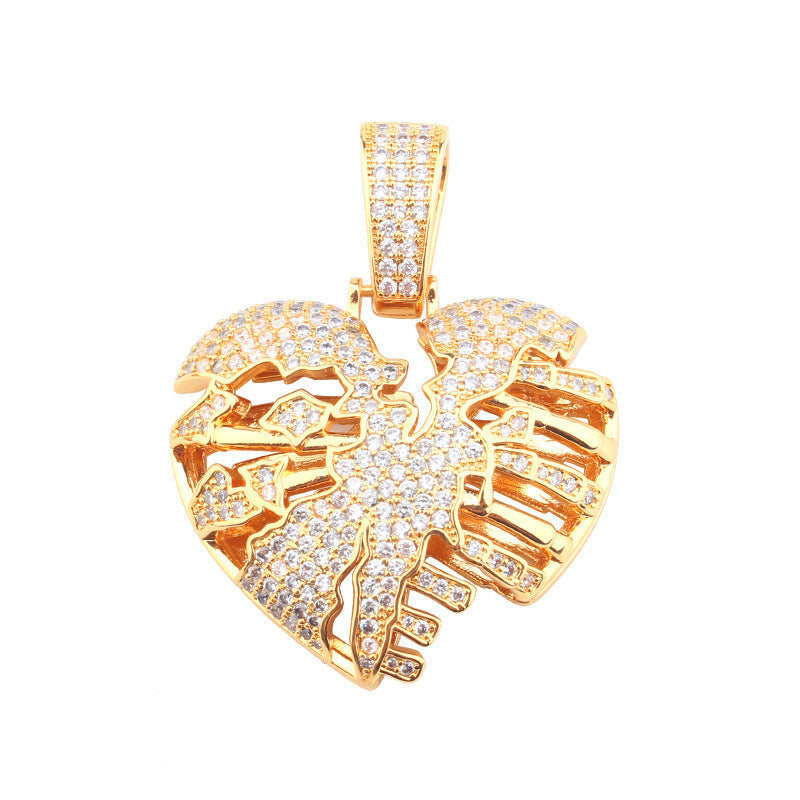 Iced Out Broken Heart Pendant