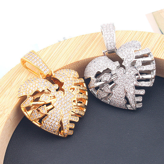 Iced Out Broken Heart Pendant