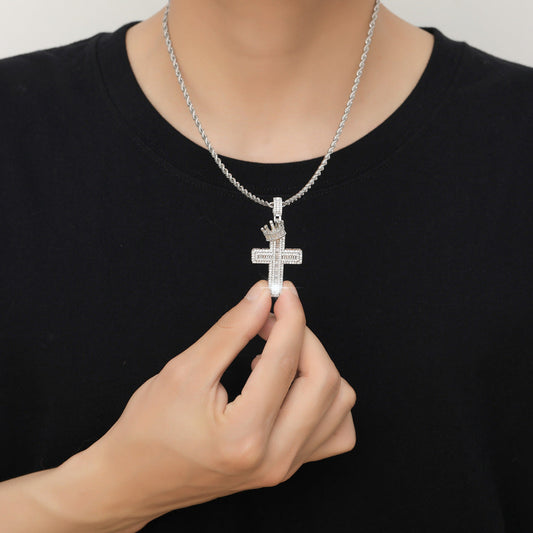 Iced Out Cross & Crown Pendant - DATNEWDRIP