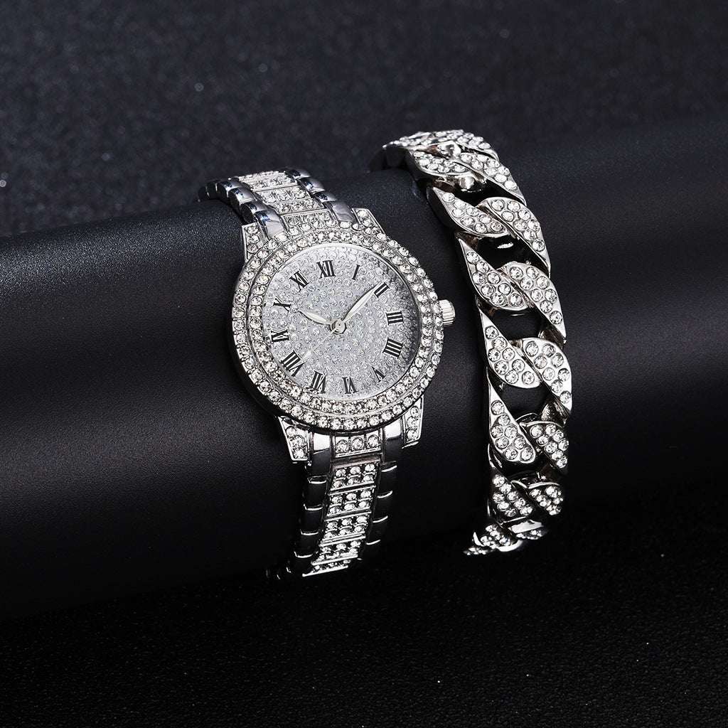 Iced Out Frosty Faced Watch & Bracelet