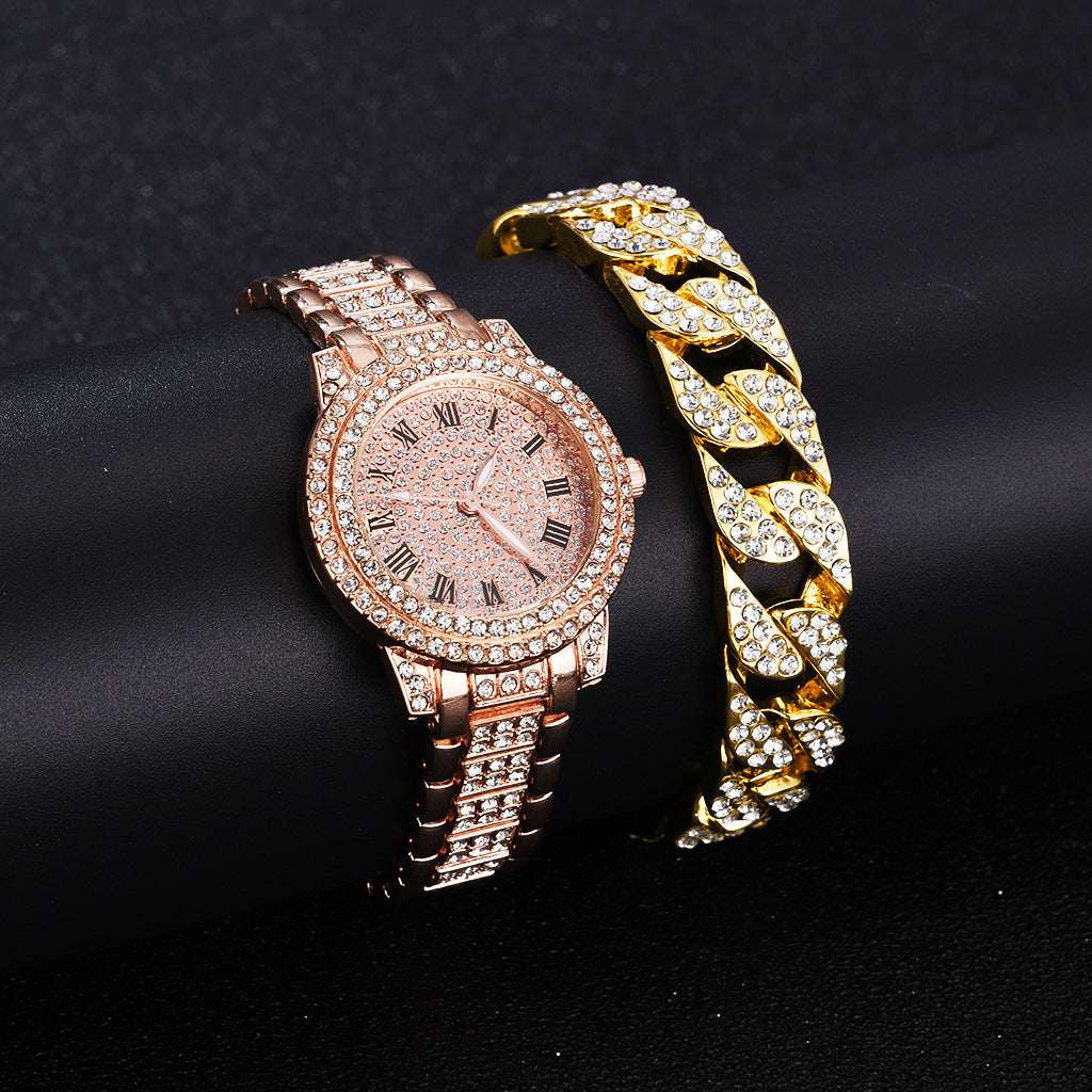 Iced Out Frosty Faced Watch & Bracelet