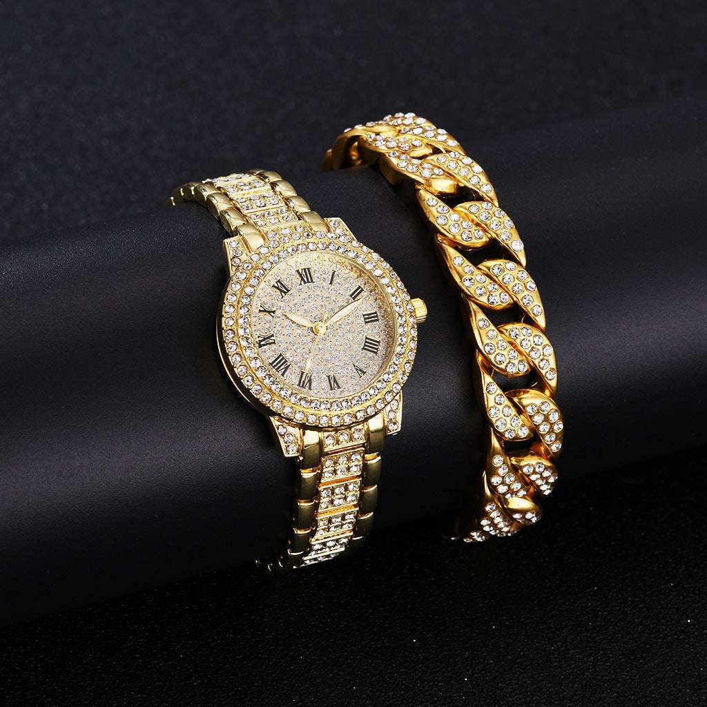Iced Out Frosty Faced Watch & Bracelet