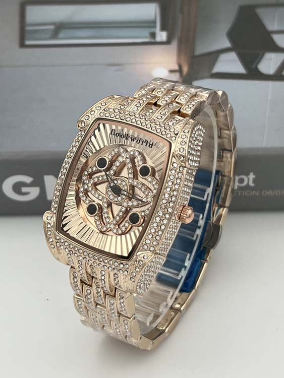 Iced Out Rectangle Face Ladies Watch