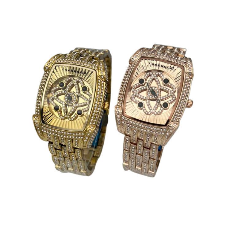 Iced Out Rectangle Face Ladies Watch
