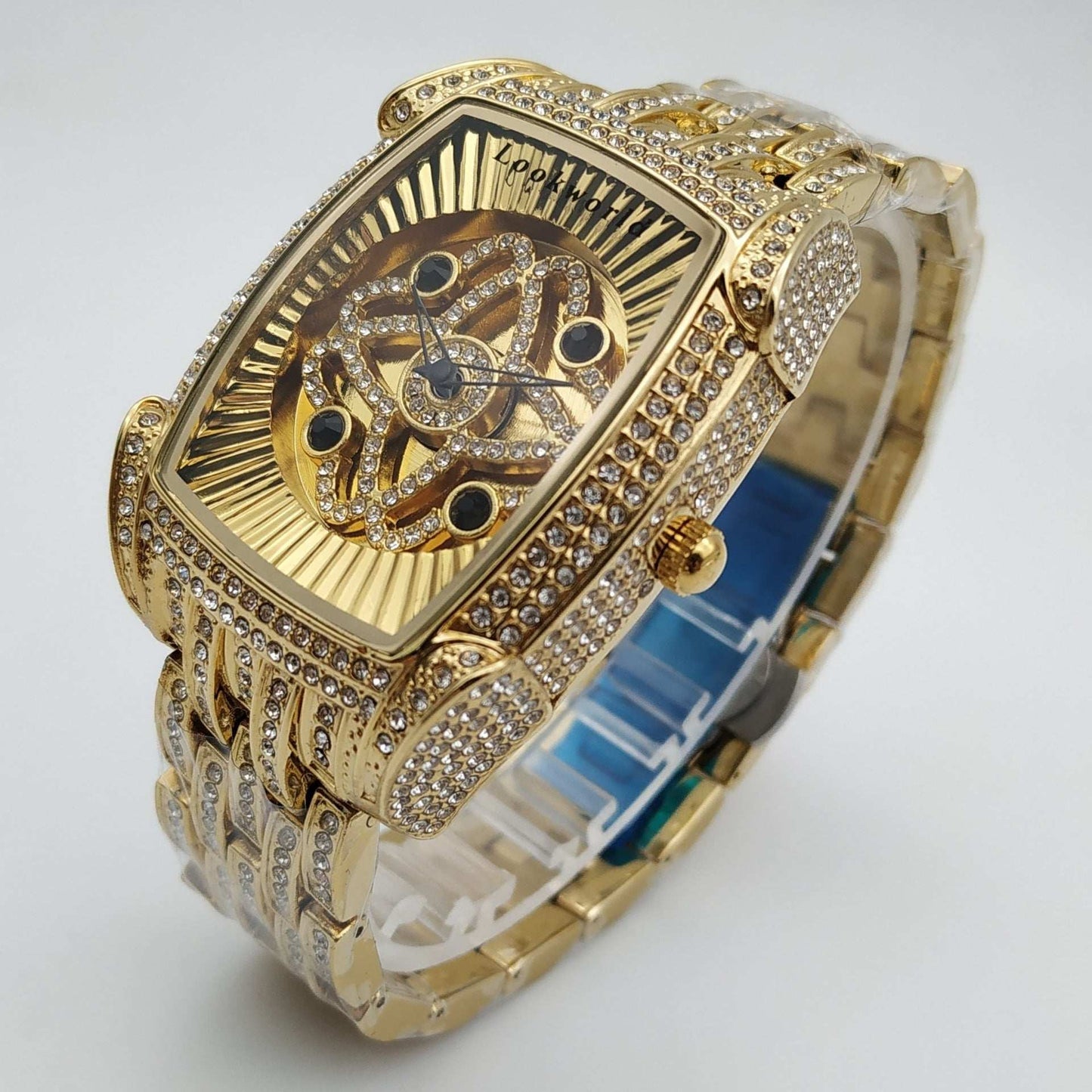 Iced Out Rectangle Face Ladies Watch