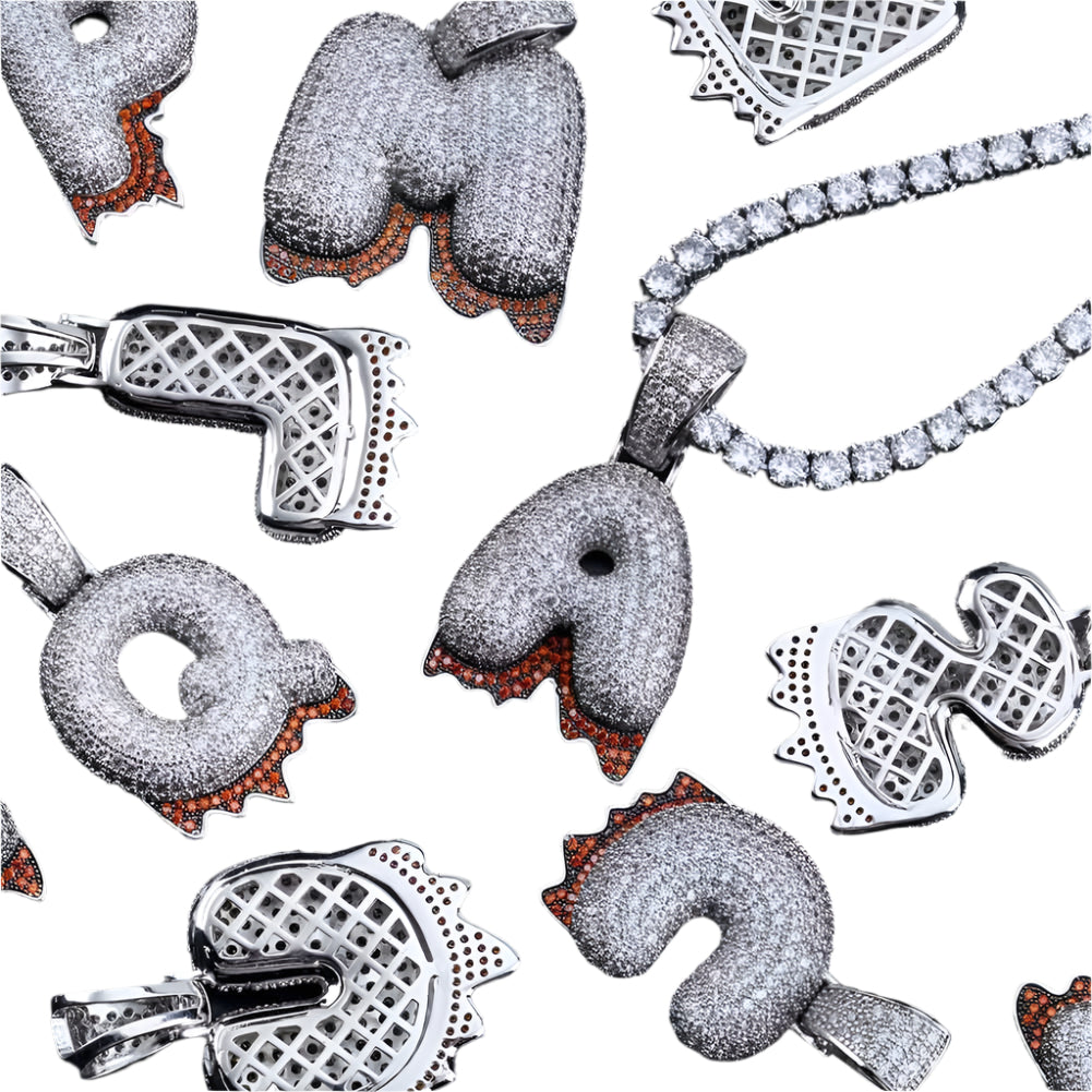 Iced Out Bubble Letter Drip Pendant