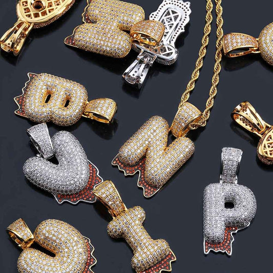 Iced Out Bubble Letter Drip Pendant