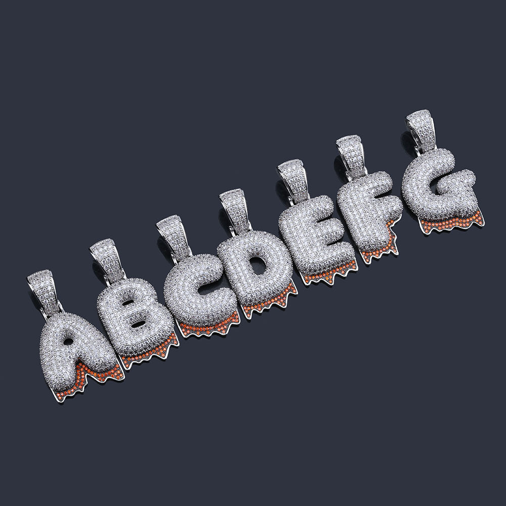 Iced Out Bubble Letter Drip Pendant