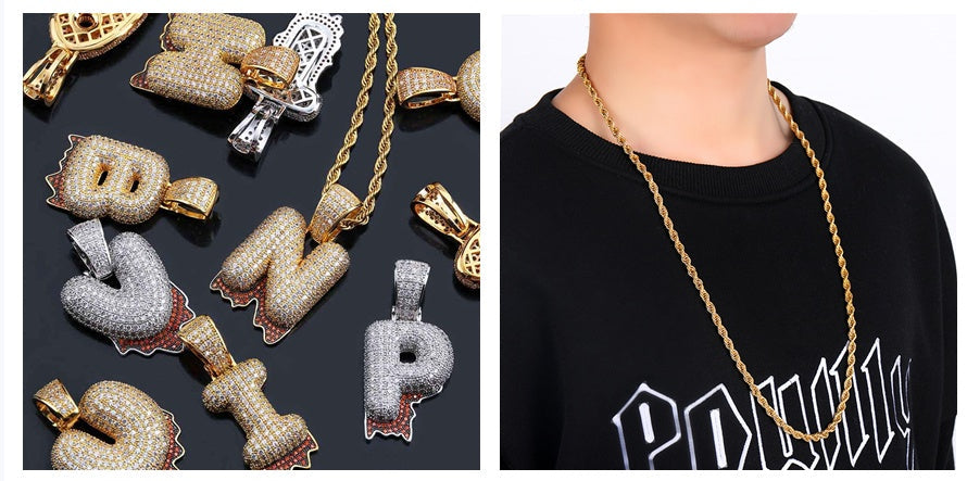 Iced Out Bubble Letter Drip Pendant