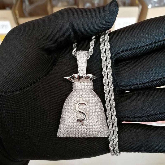 Iced Out Money Bag Pendant