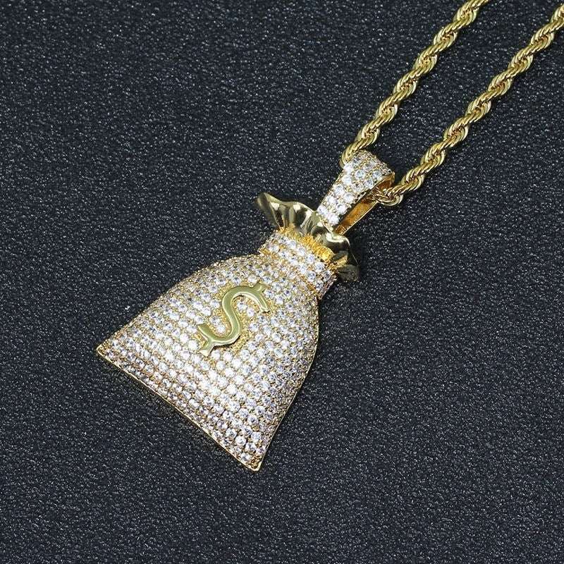Iced Out Money Bag Pendant