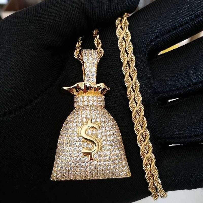 Iced Out Money Bag Pendant