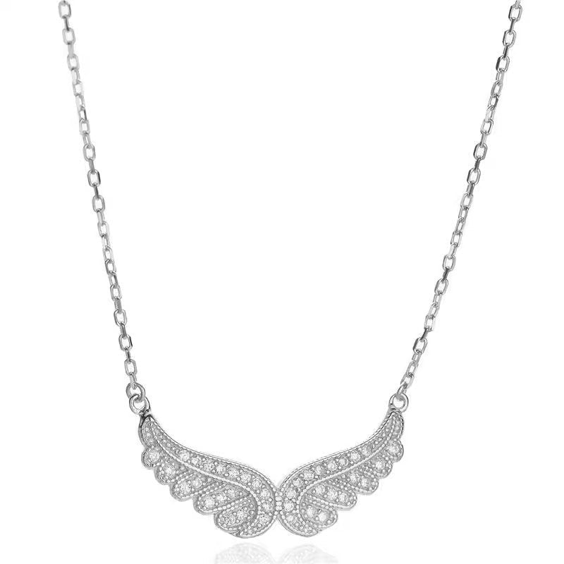 S925 Sterling Silver Iced Angel Wings Pendant & Chain - DATNEWDRIP