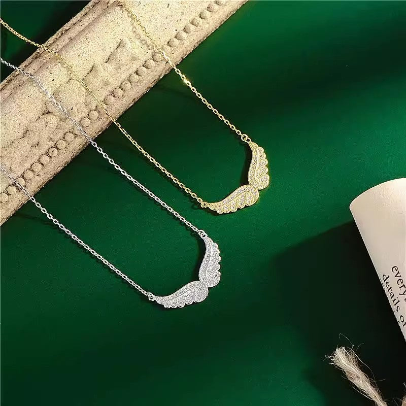 S925 Sterling Silver Iced Angel Wings Pendant & Chain - DATNEWDRIP