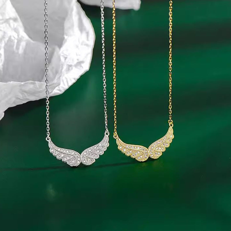 S925 Sterling Silver Iced Angel Wings Pendant & Chain - DATNEWDRIP